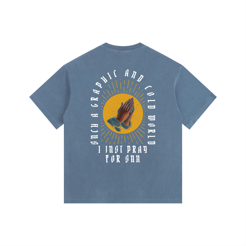 "PRAY FOR SUN" OVERSIZED TEE (VINTAGE ROYAL BLUE)