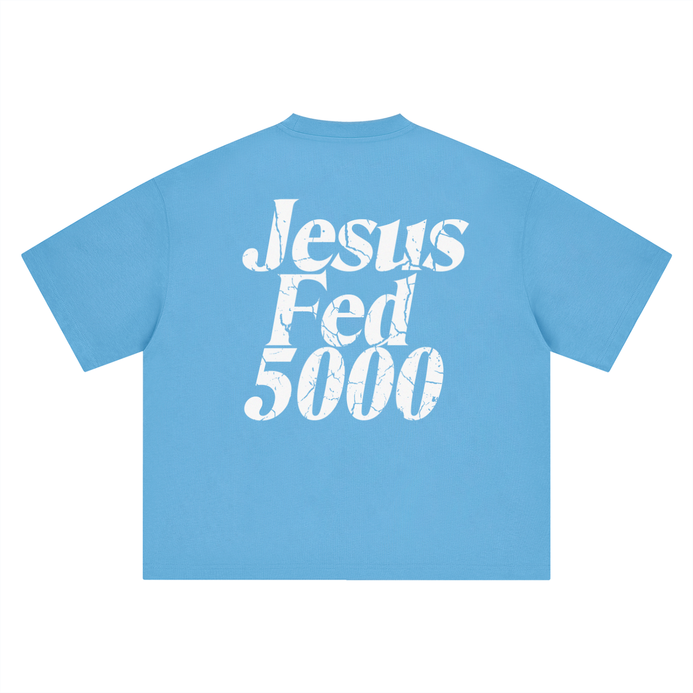 “JESUS FED 5000” BOXY OVERSIZED TEE SKY BLUE