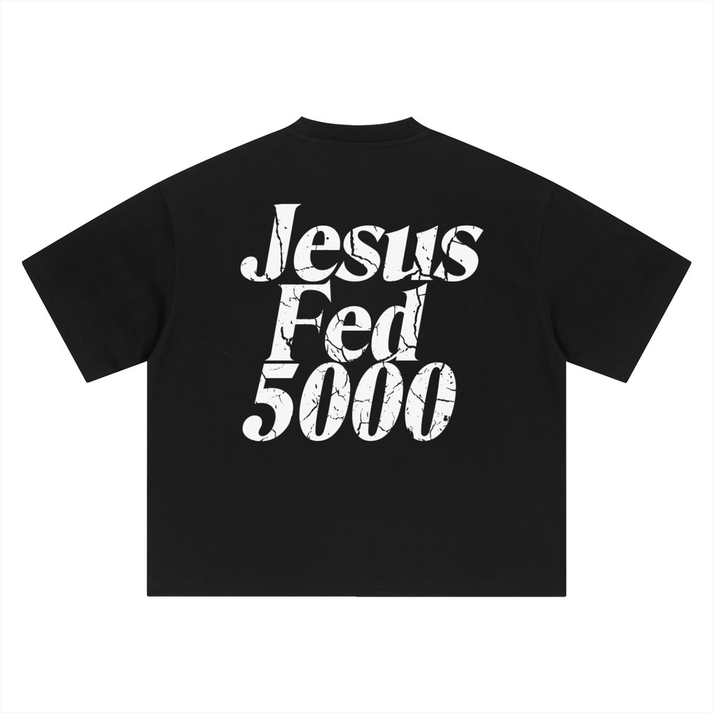 “JESUS FED 5000” BOXY OVERSIZED TEE BLACK/WHITE