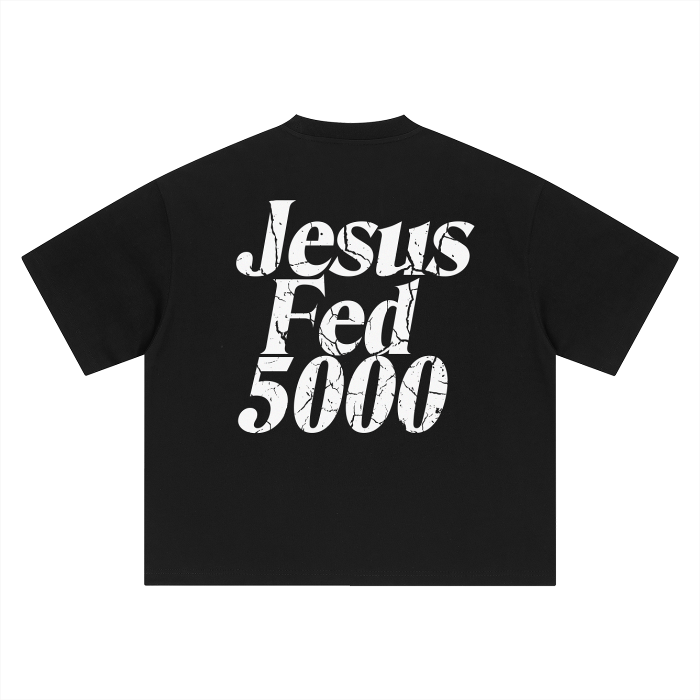 “JESUS FED 5000” BOXY OVERSIZED TEE BLACK/WHITE