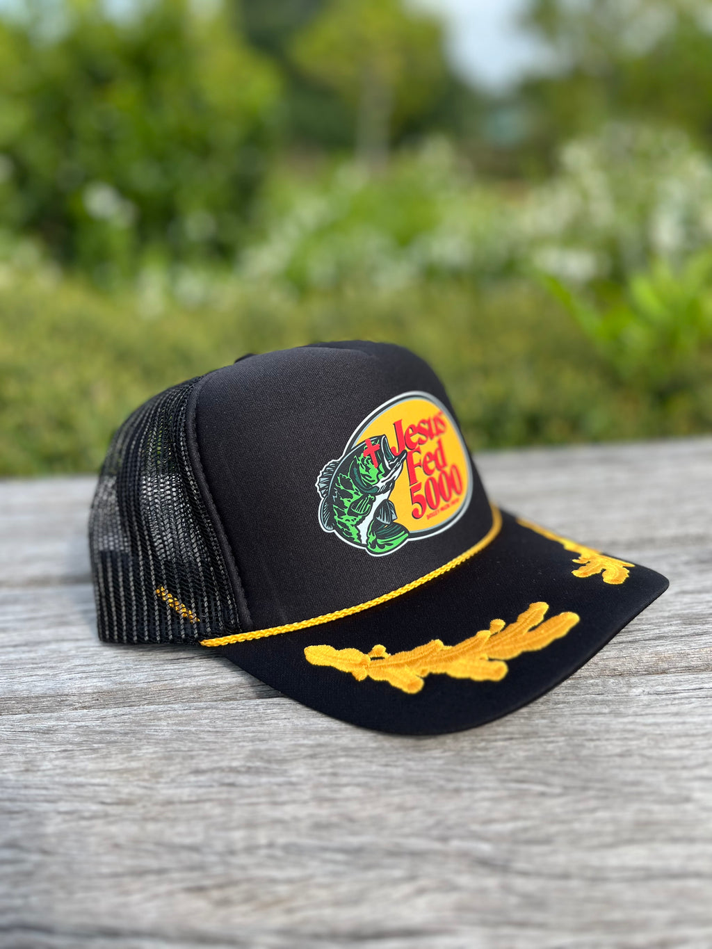 “JESUS FED 5000” MILITARY BLACK TRUCKER HAT