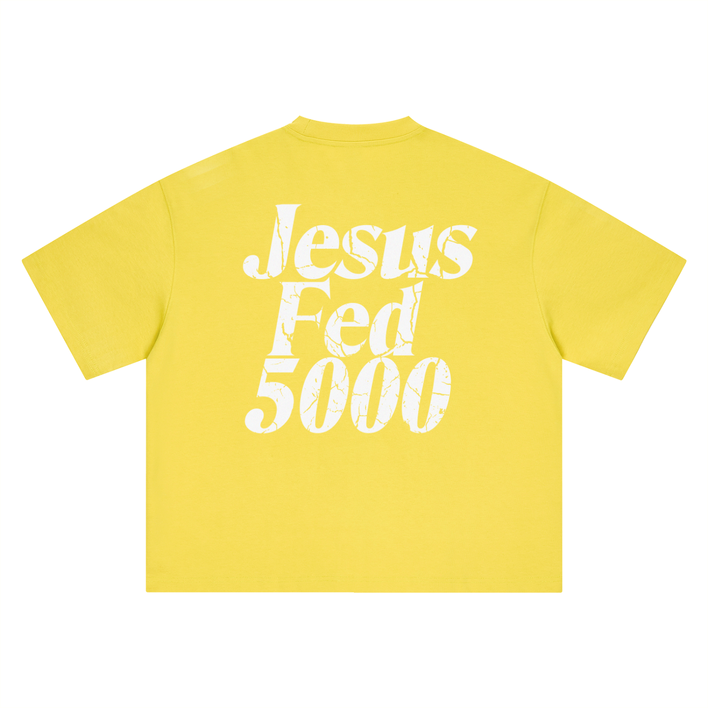 “JESUS FED 5000” BOXY OVERSIZED TEE OLIVE YELLOW