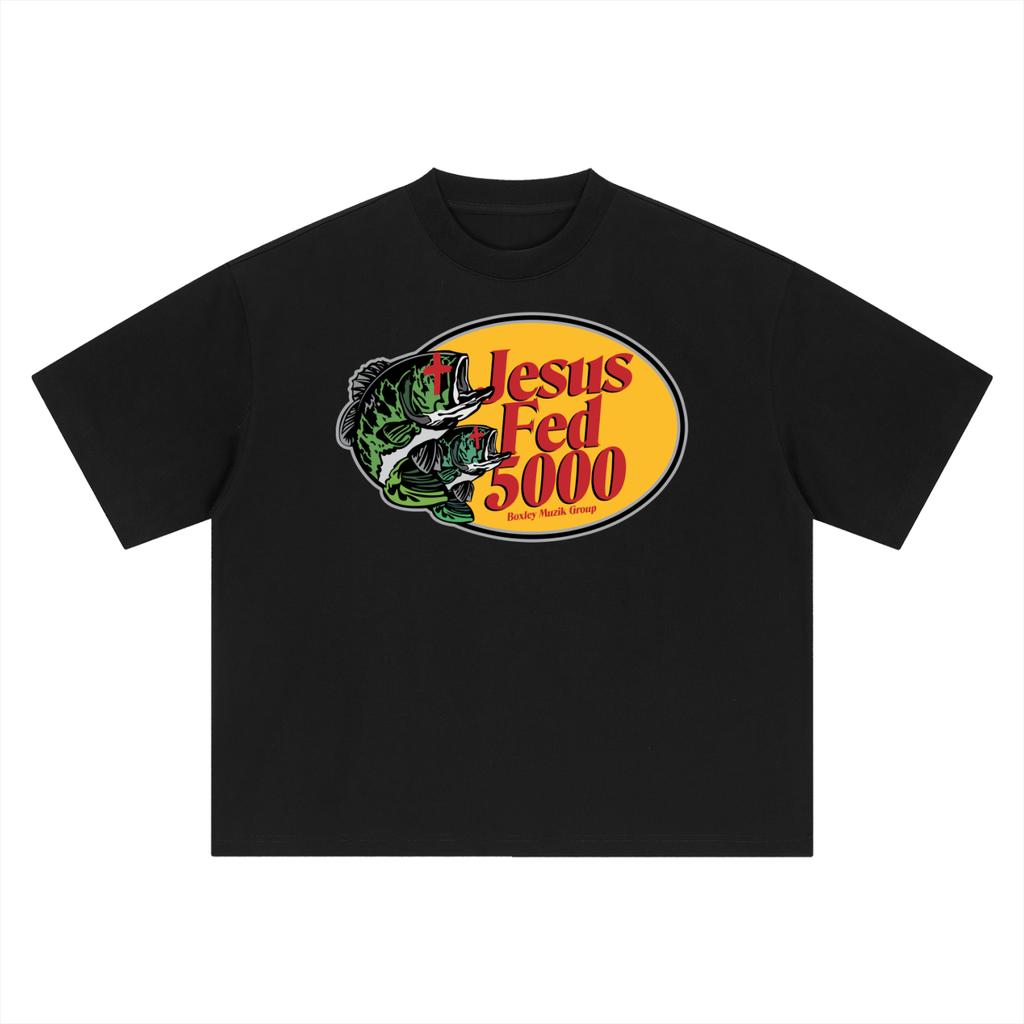 “JESUS FED 5000” BOXY OVERSIZED TEE BLACK